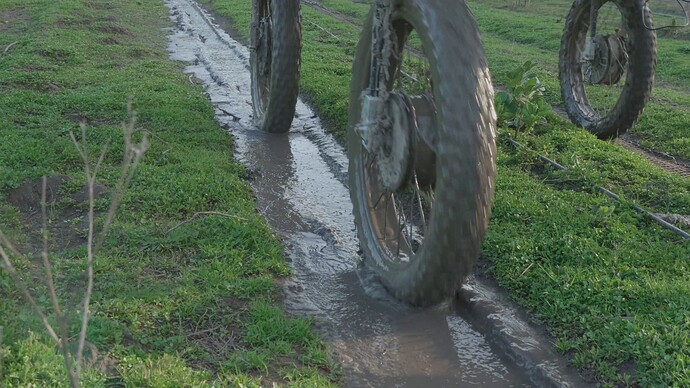 A picture of the motors operating in a muddy environment.