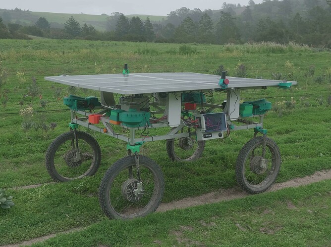 A photo of Acorn, our open source precision farming rover.